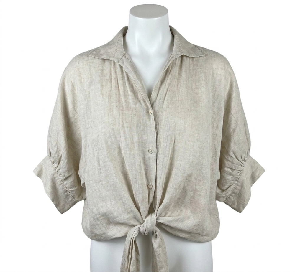 NEW MADE IN ITALY soft knot linen shirt in beige